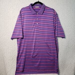 Peter Millar Polo Shirt Men's L Stripe Summer Comfort Performance Golf 46x31